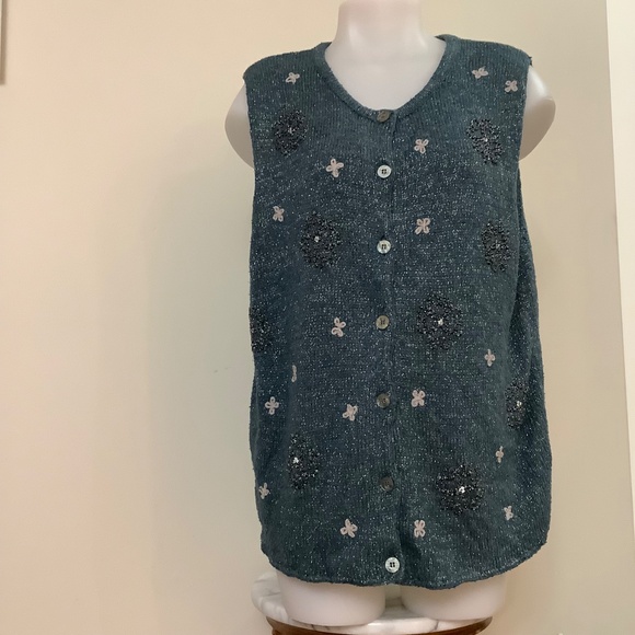 Silk knit Vest Cardigan XL - Picture 3 of 11